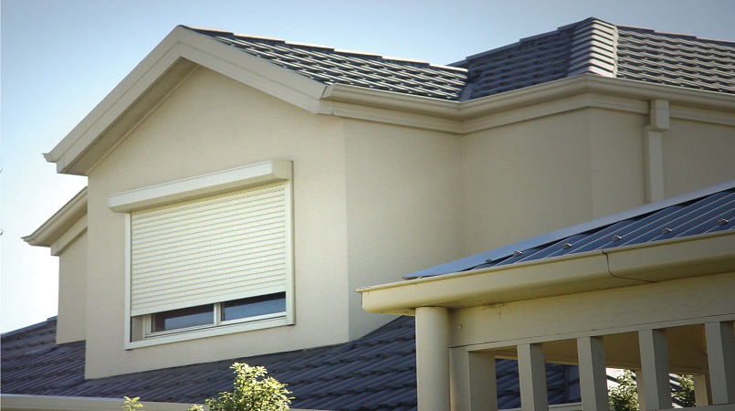 Roller Shutters beige and green