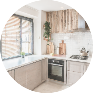 Kitchen with Interior Blinds