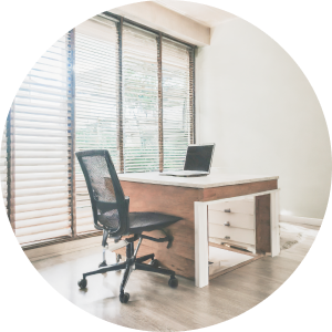 Office with Interior Blinds