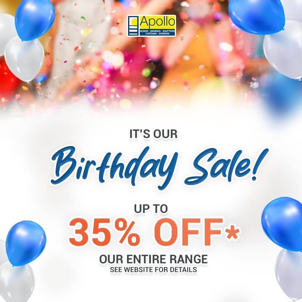 Apollo Blinds Birthday Sale