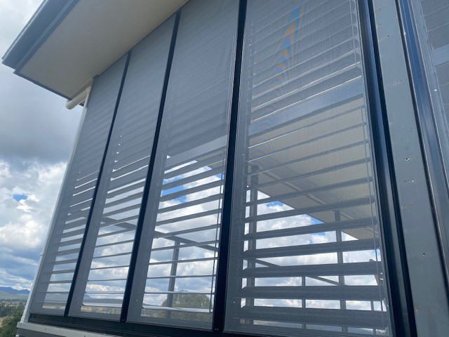 Window screen and plantation shutters combination installed by Apollo Blinds Tamworth.